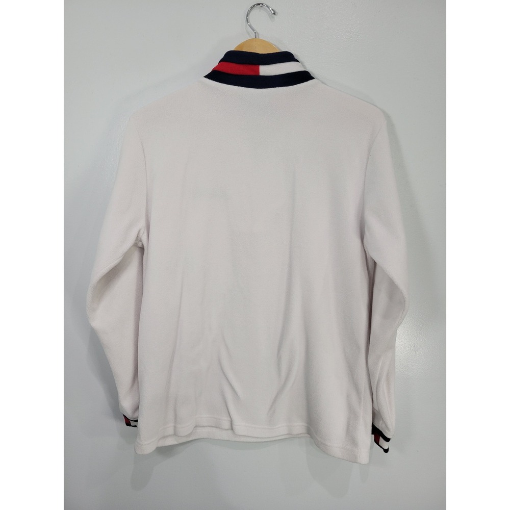 Tommy Hilfiger Vintage White Fleece Quarter Zip Pullover Mock Neck Womens Medium - Picture 4 of 6
